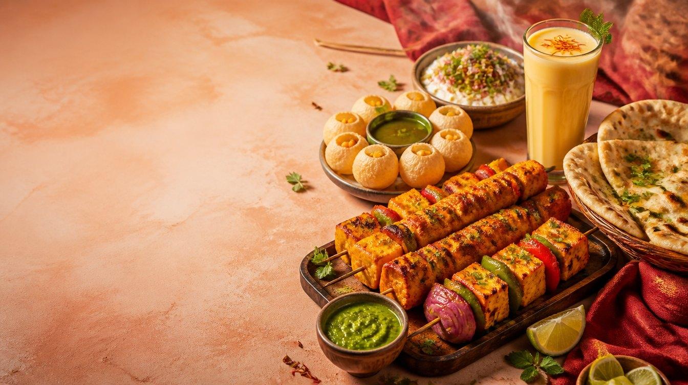 Thekaa vegetarian Indian street food spread